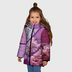 Куртка зимняя для девочки Весна Полосатый принт Сирень, цвет: 3D-светло-серый — фото 2