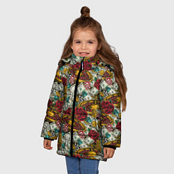 Куртка зимняя для девочки Большой Куш Jackpot, цвет: 3D-черный — фото 2