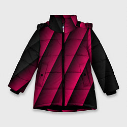 Зимняя куртка для девочки Red Stripe 3D Красные полосы