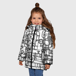 Куртка зимняя для девочки Трубы с краном, цвет: 3D-черный — фото 2