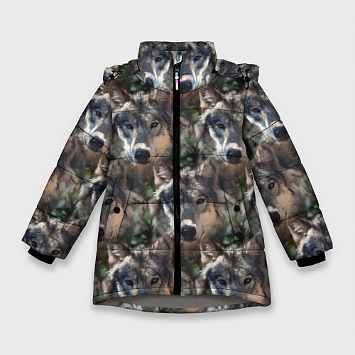 Зимняя куртка для девочки Волки клипарт wolfs / 3D-Светло-серый – фото 1