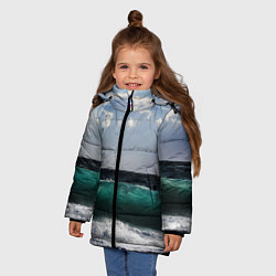 Куртка зимняя для девочки Морской прибой, цвет: 3D-светло-серый — фото 2