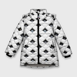 Куртка зимняя для девочки Необычная плитка, цвет: 3D-светло-серый