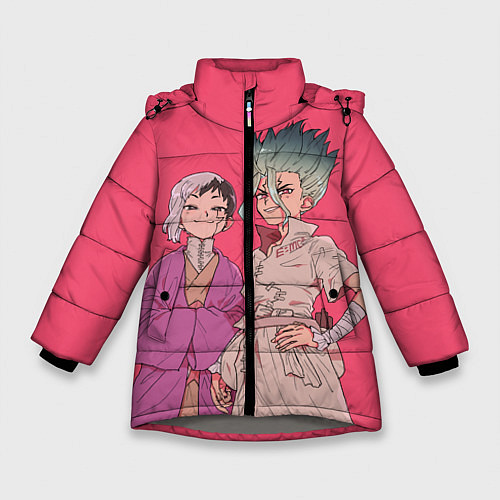 Зимняя куртка для девочки Ген и Сэнку / 3D-Светло-серый – фото 1