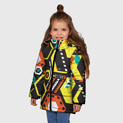 Куртка зимняя для девочки Schematic abstraction, цвет: 3D-светло-серый — фото 2