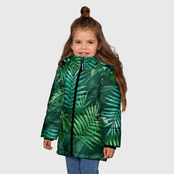 Куртка зимняя для девочки Tropical plants pattern, цвет: 3D-светло-серый — фото 2