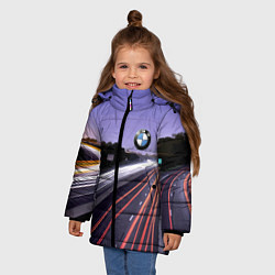 Куртка зимняя для девочки BMW Ночная трасса, цвет: 3D-красный — фото 2