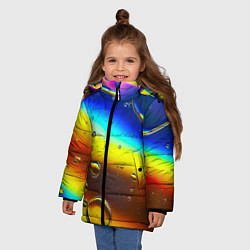 Куртка зимняя для девочки Градиент Жёлто-Синяя Абстракция, цвет: 3D-красный — фото 2