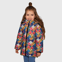 Куртка зимняя для девочки Мандалы медитация, цвет: 3D-светло-серый — фото 2