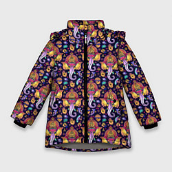 Куртка зимняя для девочки Слон Ганеша Ganesha, цвет: 3D-светло-серый