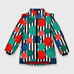Зимняя куртка для девочки Геометрический разноцветный узор
