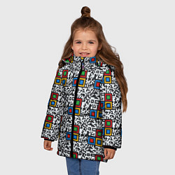 Куртка зимняя для девочки QR код - паттерн, цвет: 3D-светло-серый — фото 2