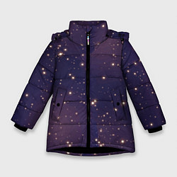 Куртка зимняя для девочки Звездное ночное небо Галактика Космос, цвет: 3D-черный