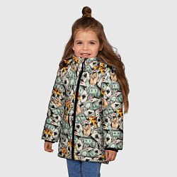 Куртка зимняя для девочки Карты, Деньги, Казино, цвет: 3D-светло-серый — фото 2