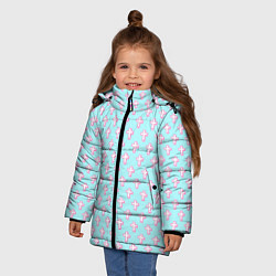 Куртка зимняя для девочки Кресты голубой фон, цвет: 3D-светло-серый — фото 2