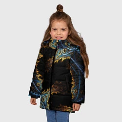 Куртка зимняя для девочки Огненные фракталы 3d, цвет: 3D-светло-серый — фото 2