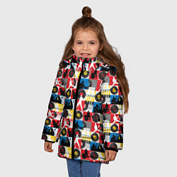 Куртка зимняя для девочки Рок-н-ролл, винил, запись музыки, цвет: 3D-светло-серый — фото 2