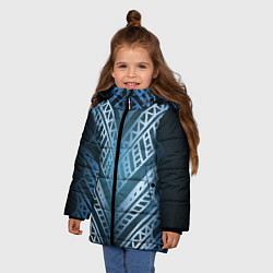 Куртка зимняя для девочки Неоновый абстрактный узор Синий и голубой неон на, цвет: 3D-светло-серый — фото 2