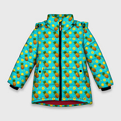 Куртка зимняя для девочки Много ананасов, цвет: 3D-красный