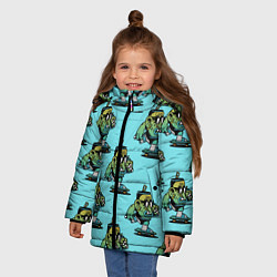 Куртка зимняя для девочки БАНКА НА СКЕЙТБОРДЕ, цвет: 3D-красный — фото 2