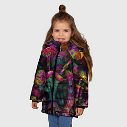 Куртка зимняя для девочки Вот такие грибочки Pattern Психоделика, цвет: 3D-черный — фото 2