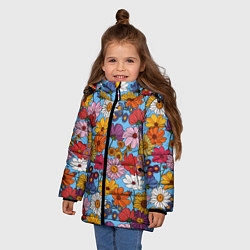 Куртка зимняя для девочки Ромашки-лютики, цвет: 3D-светло-серый — фото 2