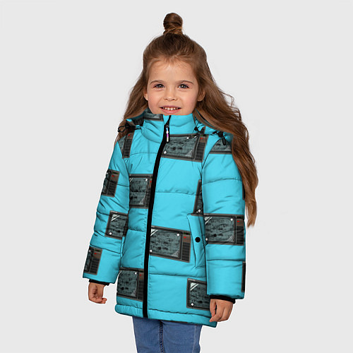 Зимняя куртка для девочки ВИНТАЖНЫЕ ТЕЛЕВИЗОРЫ / 3D-Черный – фото 3