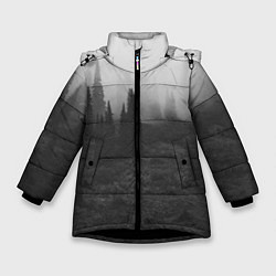 Куртка зимняя для девочки Туманный лес - туман, цвет: 3D-черный