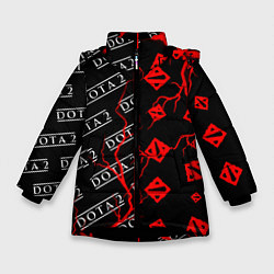 Куртка зимняя для девочки DOTA 2 Молнии Паттерны, цвет: 3D-черный