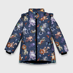 Куртка зимняя для девочки Морские Котики: Цветное, цвет: 3D-черный
