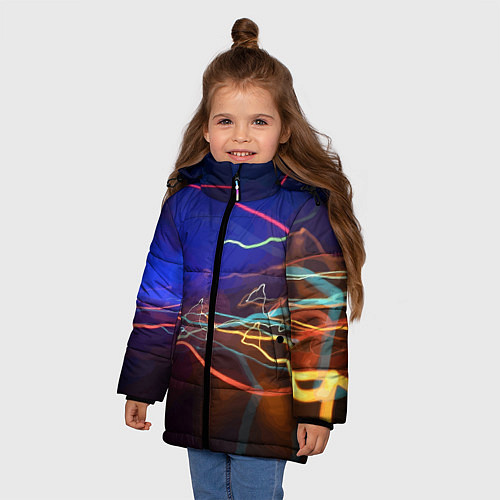 Зимняя куртка для девочки Neon vanguard pattern Lightning Fashion 2023 / 3D-Красный – фото 3