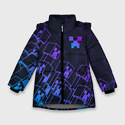 Куртка зимняя для девочки Minecraft CREEPER NEON, цвет: 3D-светло-серый