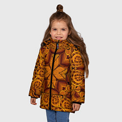 Куртка зимняя для девочки Классическая абстракция, цвет: 3D-черный — фото 2