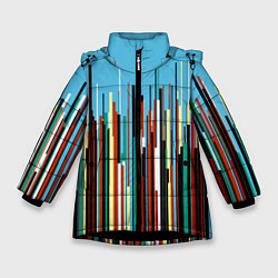 Куртка зимняя для девочки Красочный растр Fashion, цвет: 3D-черный