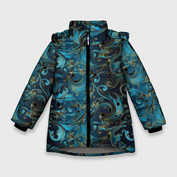 Куртка зимняя для девочки Blue Abstract Узоры, цвет: 3D-светло-серый
