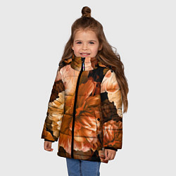 Куртка зимняя для девочки Цветы Пионы, цвет: 3D-черный — фото 2