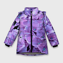 Куртка зимняя для девочки Фиолетово-сиреневые цветы, цвет: 3D-светло-серый