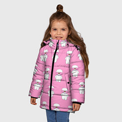 Куртка зимняя для девочки ЛАЛАФАНФАН на розовом фоне, цвет: 3D-красный — фото 2