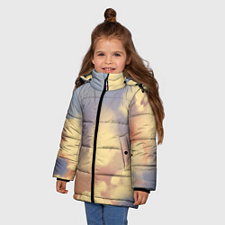 Куртка зимняя для девочки Облачное небо на закате, цвет: 3D-красный — фото 2