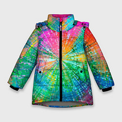 Куртка зимняя для девочки АБСТРАКЦИЯ РАДУЖНАЯ, цвет: 3D-светло-серый