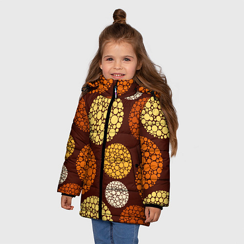 Зимняя куртка для девочки ТЕКСТУРА МОЛЕКУЛ / 3D-Светло-серый – фото 3