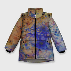 Куртка зимняя для девочки Круги, фракталы, цвет: 3D-светло-серый