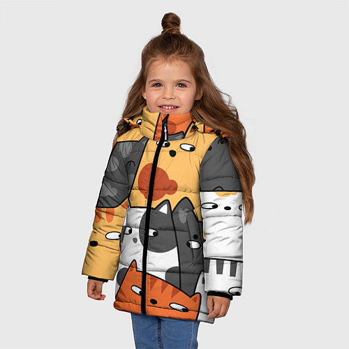 Зимняя куртка для девочки ТЕКСТУРНЫЕ КОТИКИ TEXTURED SEALS / 3D-Черный – фото 3