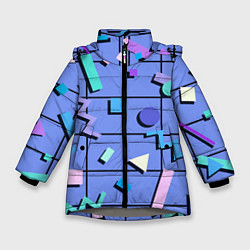 Куртка зимняя для девочки ГЕОМЕТРИЧЕСКИЕ АБСТРАКТНЫЕ ФИГУРЫ, цвет: 3D-светло-серый