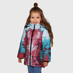 Куртка зимняя для девочки Абстрактный ,графический рисунок, красного и синег, цвет: 3D-красный — фото 2