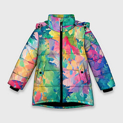 Куртка зимняя для девочки Летняя экспрессия, цвет: 3D-черный