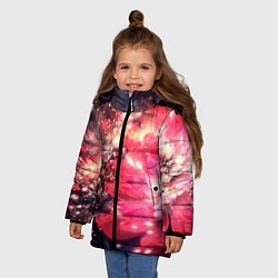 Куртка зимняя для девочки Нежные цветы и блестки, цвет: 3D-красный — фото 2