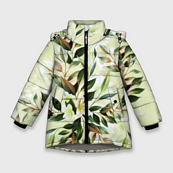 Куртка зимняя для девочки Цветы Липовый Сад, цвет: 3D-светло-серый