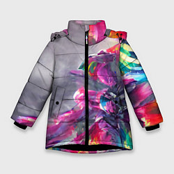 Куртка зимняя для девочки Экспрессия Красочные цвета, цвет: 3D-черный