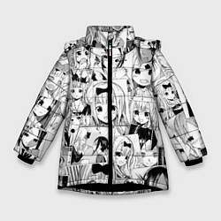 Куртка зимняя для девочки Госпожа Кагуя паттерн, цвет: 3D-черный